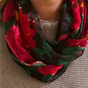 Echo 100% Silk Rose Floral Scarf Long Rectangle